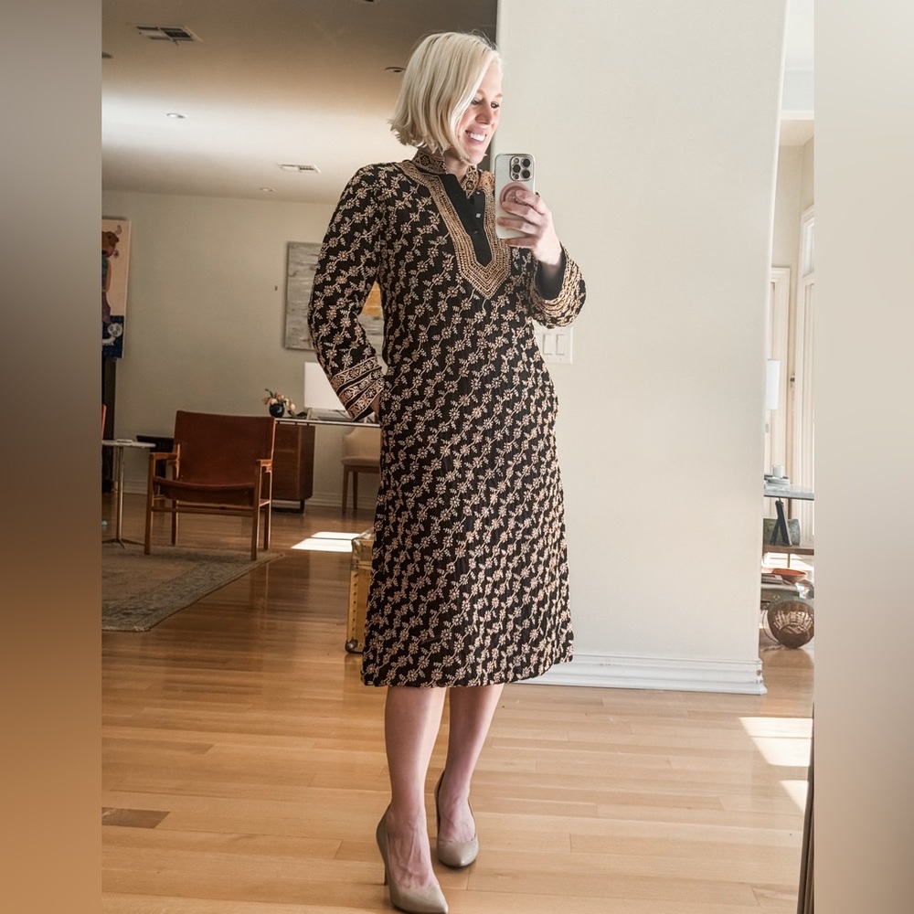 Stunning Embroidered Midi Dress by Sultan, Size Small or 4-6.